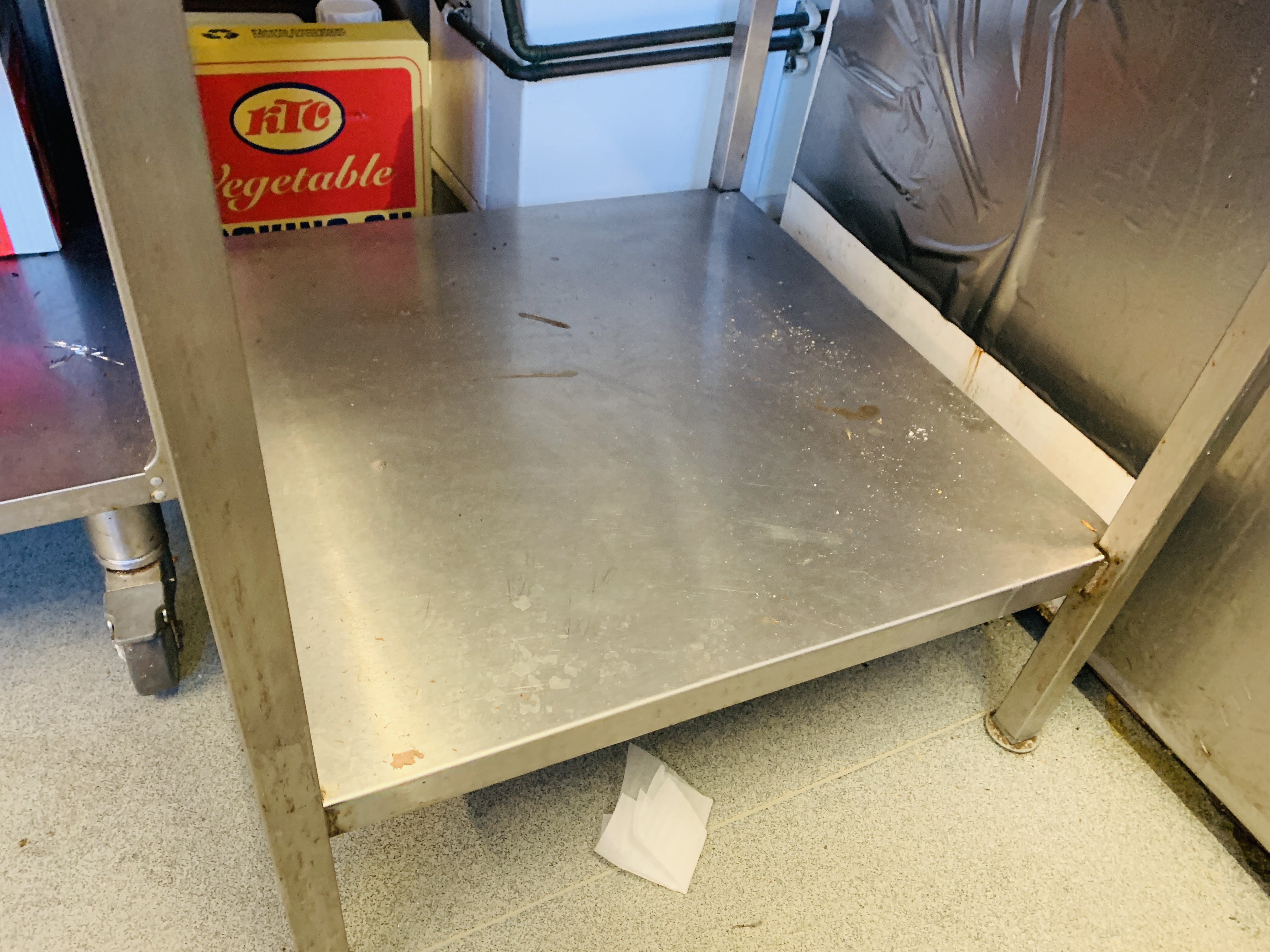 2 X STAINLESS STEEL TWO TIER CORNER CATERING PREPARATION TABLE - W 70CM. D 70CM. - Image 6 of 6
