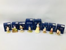 SET OF ROYAL DOULTON "DISNEY SHOWCASE" SNOW WHITE AND THE 7 DWARFS ALONG WITH THE ORIGINAL BOXES.