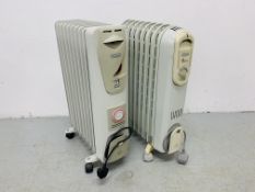 2 X DELONGHI ELECTRIC OIL FILLED RADIATORS (ONE WITH TIMER) - SOLD AS SEEN.