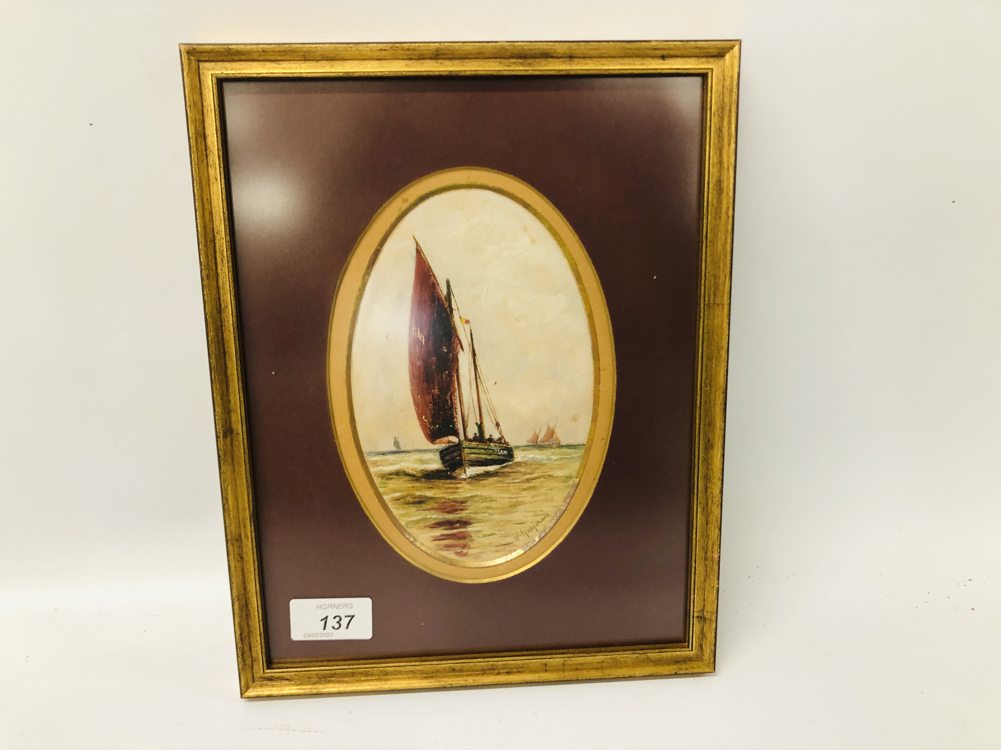 OIL ON BOARD BROADLAND SCENE DEPICTING SAILING YACHTS AND WINDMILL BEARING SIGNATURE W.F. - Image 8 of 11