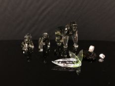 A COLLECTION OF THREE SWAROVSKI GORILLA'S ADULT AND TWO YOUNG, ENDANGERED WILDLIFE 2008 PLAQUE,