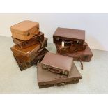 9 VINTAGE LUGGAGE CASES INCLUDING LEATHER BOUND