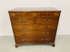 AN EARLY C19TH MAHOGANY SIX DRAWER CHEST, WIDTH 107CM.