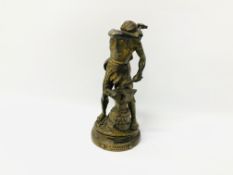 C19TH BRONZE FIGURE "LE TRAVAIL" BY A. GAUDEZ (H.C.) DEPICTING A BLACKSMITH - H 18.