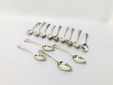 MATCHED SET OF 13 SILVER GEORGIAN TEASPOONS VARIOUS MAKERS AND DATES