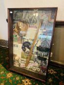 A REPRODUCTION FRAMED AMERICAN CHICAGO BASEBALL DISPLAY - W 69CM. H 104CM.