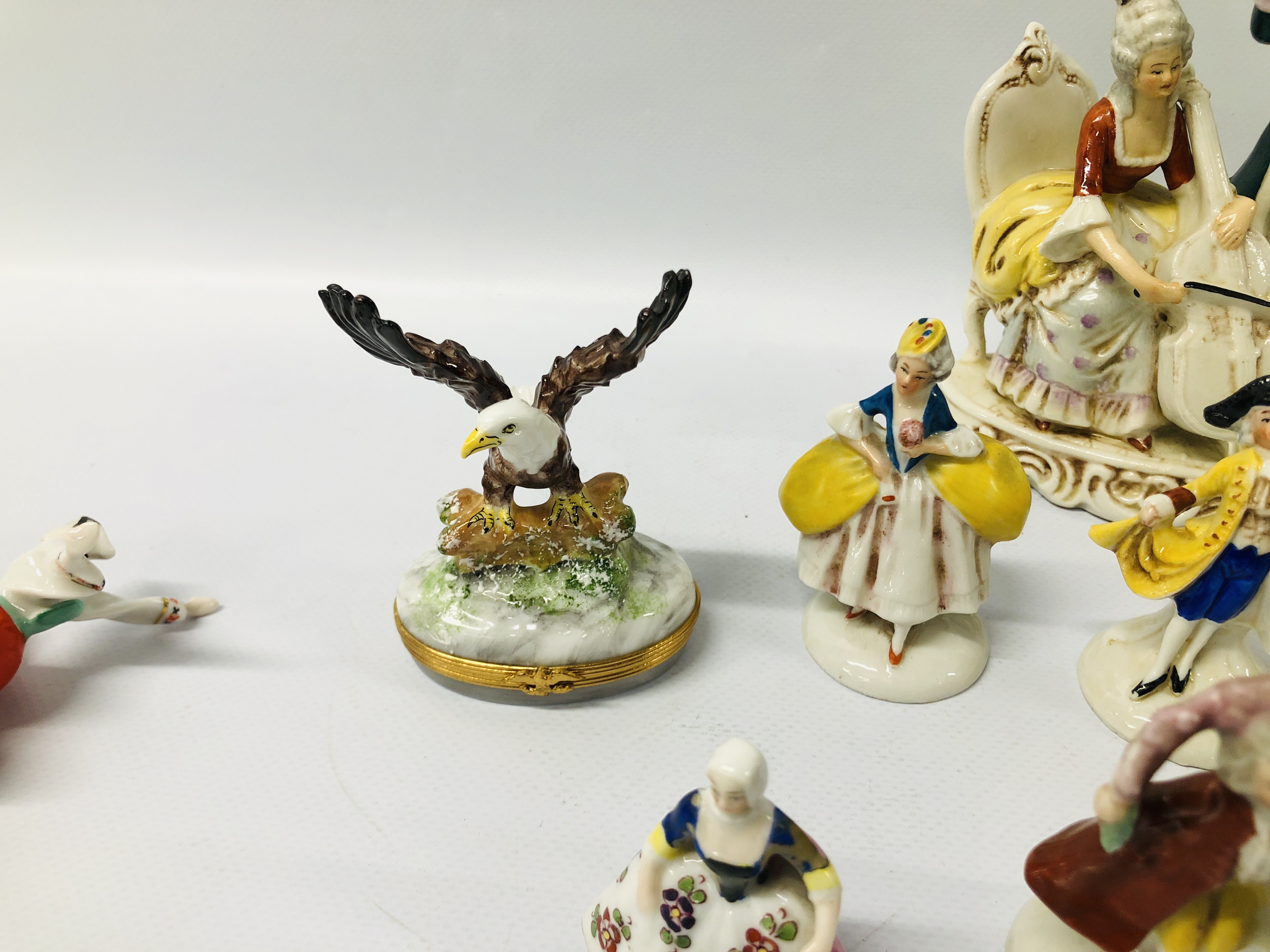 COLLECTION OF VINTAGE CONTINENTAL CABINET ORNAMENTS TO INCLUDE SAMPSON & NAPLES ALONG WITH A PAIR - Image 7 of 11