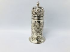 A SILVER SUGAR CASTER OF LIGHTHOUSE FORM DECORATED IN THE ROCOCO STYLE LONDON 1894,