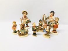 6 X GOEBEL FIGURES TO INCLUDE "APPLE TREE GIRL" ALONG WITH 2 FURTHER FRIEDEL BAVARIA FIGURES - AN