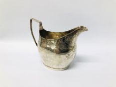 LATE GEORGIAN SILVER HELMET SHAPED CREAM JUG - H 9.5CM.