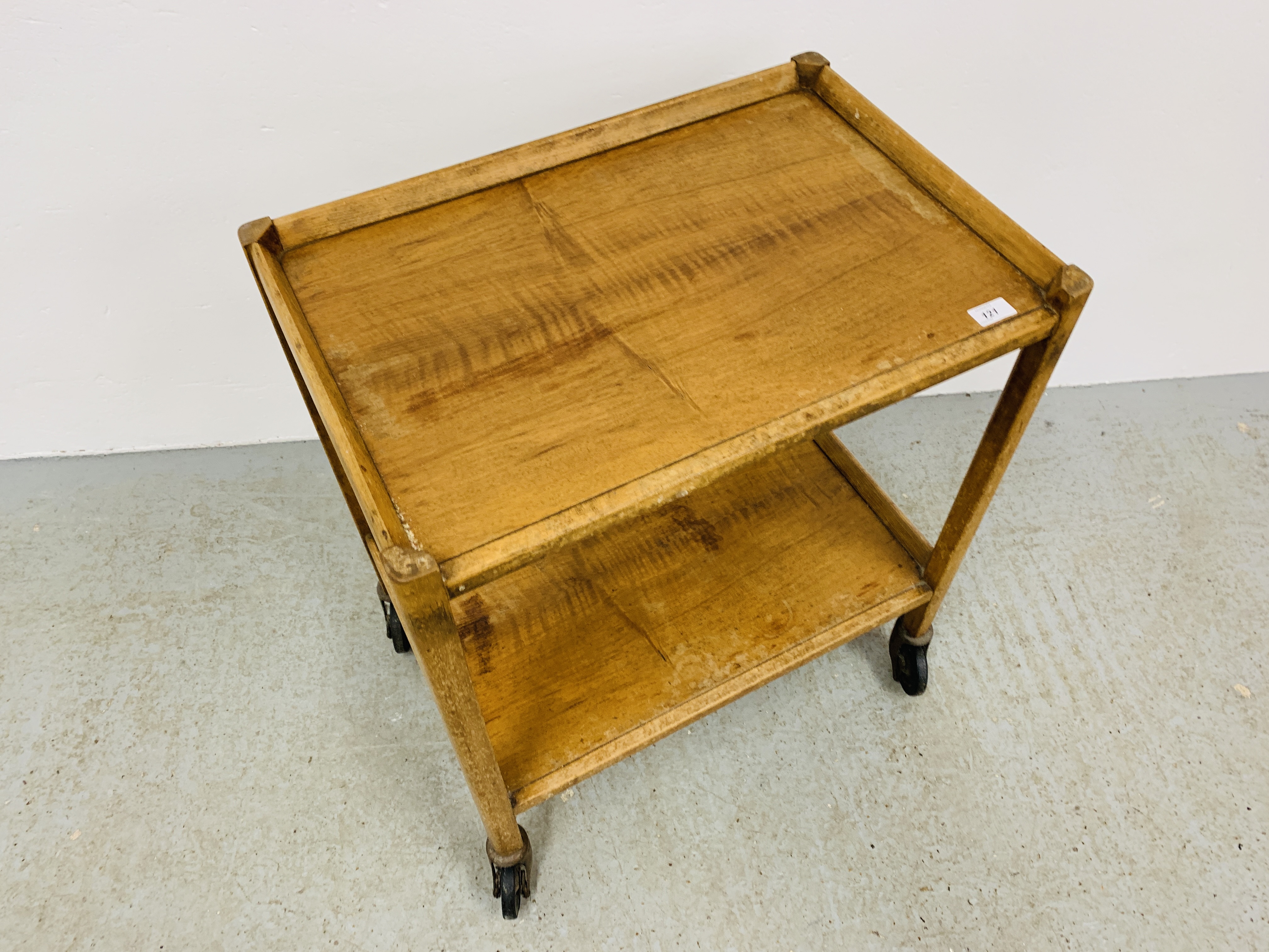 A HARDWOOD TWO TIER TROLLEY W 63CM. D 43CM. H 72CM. - Image 2 of 7