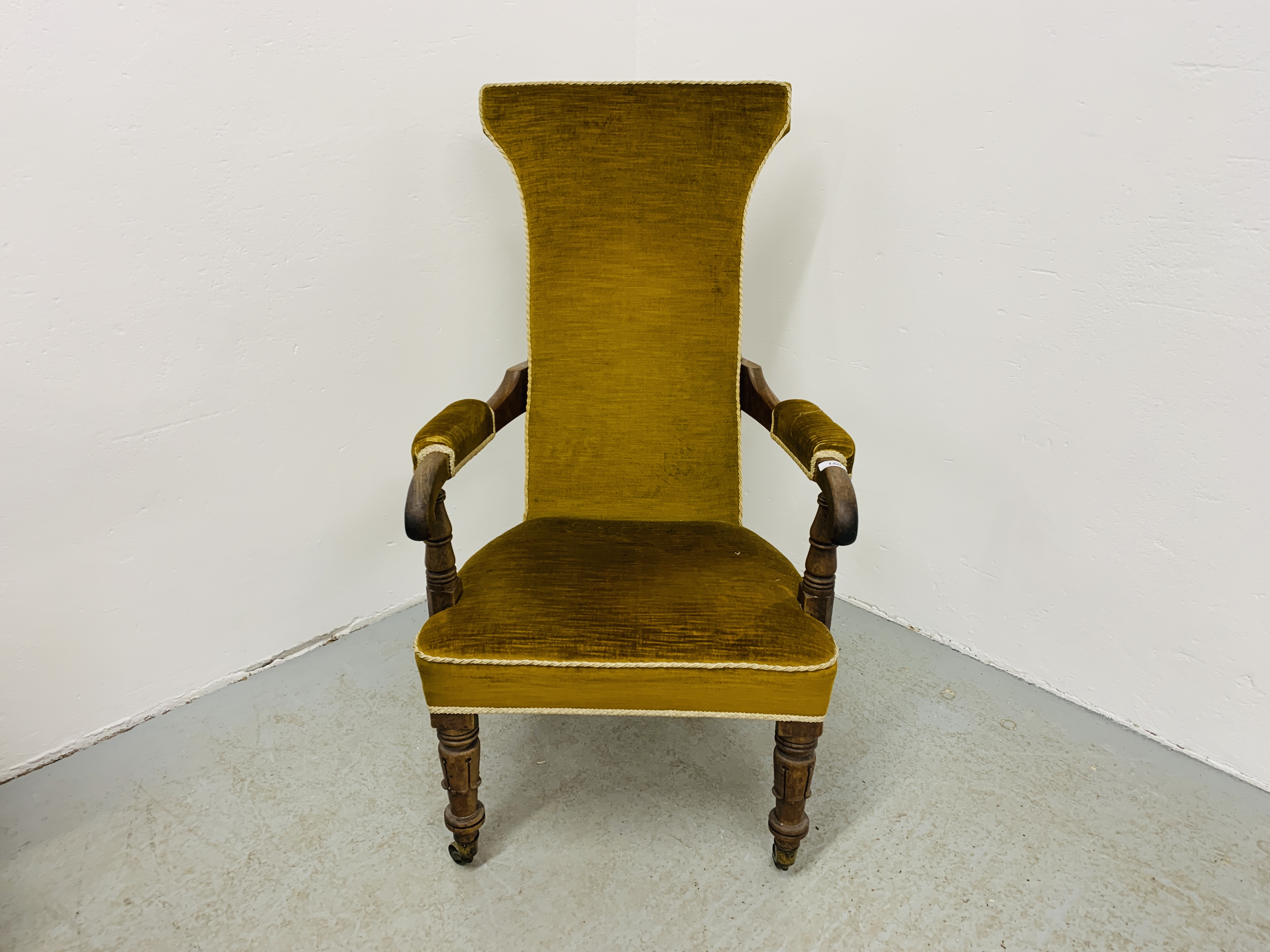 AN EARLY C19TH MAHOGANY OPEN EASY ARMCHAIR