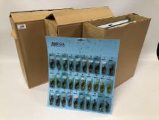 24 AS NEW SHOP DISPLAY BOARDS EACH CONTAINING 30 INDIVIDUAL AMEGA SPECIALIST LURES