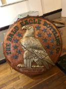 A LARGE REPRODUCTION BOTTLE CAP ADVERTISING "THE BAND EAGLE BOTTLING CO." - DIAMETER 110CM.