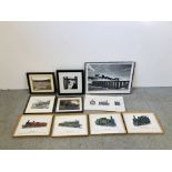 BOX OF ASSORTED RAILWAY RELATED FRAMED PICTURES & PRINTS TO INCLUDE A SET OF COLOURED BOOK PLATES