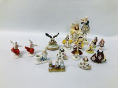 COLLECTION OF VINTAGE CONTINENTAL CABINET ORNAMENTS TO INCLUDE SAMPSON & NAPLES ALONG WITH A PAIR