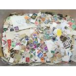 PLASTIC TUB ALL WORLD LOOSE STAMPS