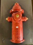 A REPRODUCTION CAST ALUMINIUM "FIRE HYDRANT" PROP (HALF ROUND) - HEIGHT 78CM.