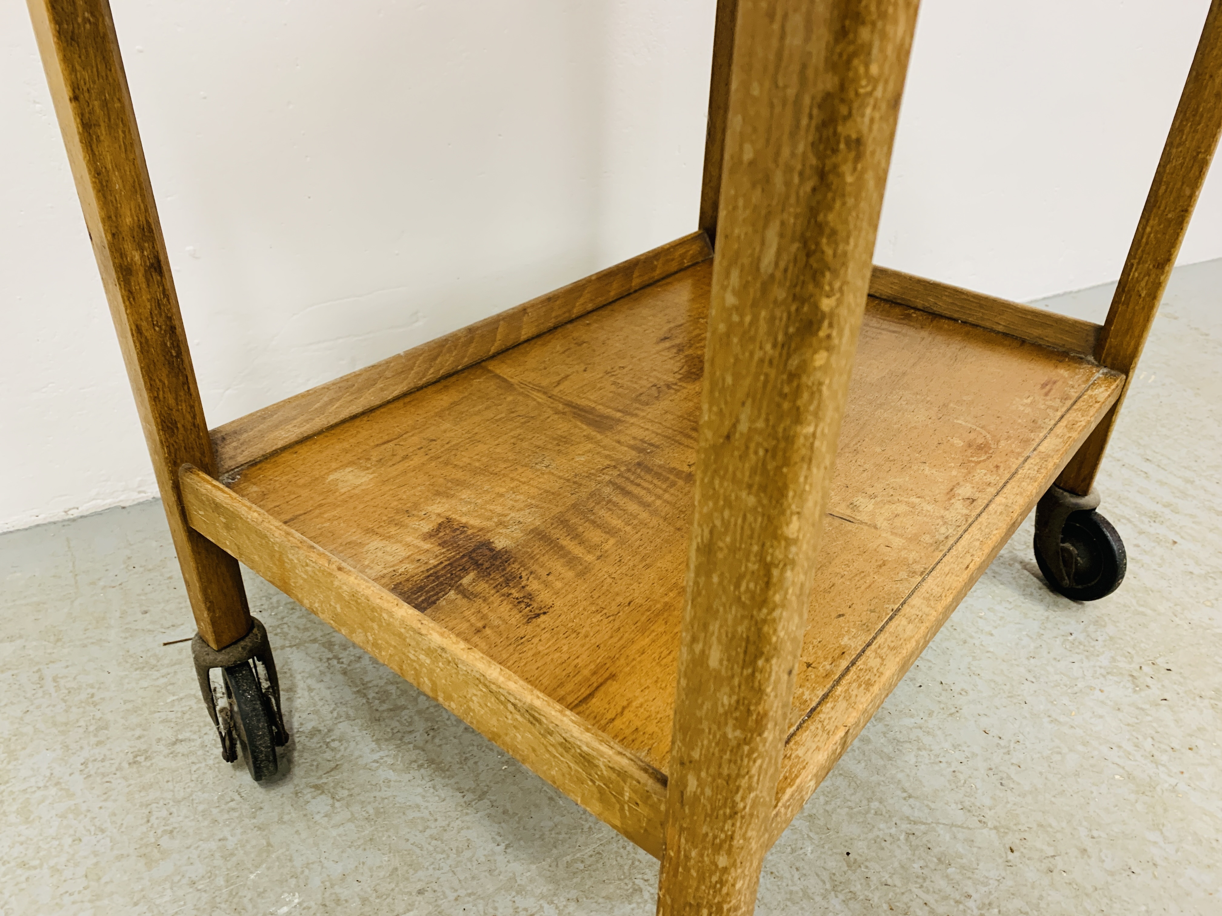 A HARDWOOD TWO TIER TROLLEY W 63CM. D 43CM. H 72CM. - Image 5 of 7