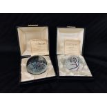 2 X CAITHNESS LIMITED EDITION GLASS PAPERWEIGHTS COMPRISING CONGRATULATIONS,