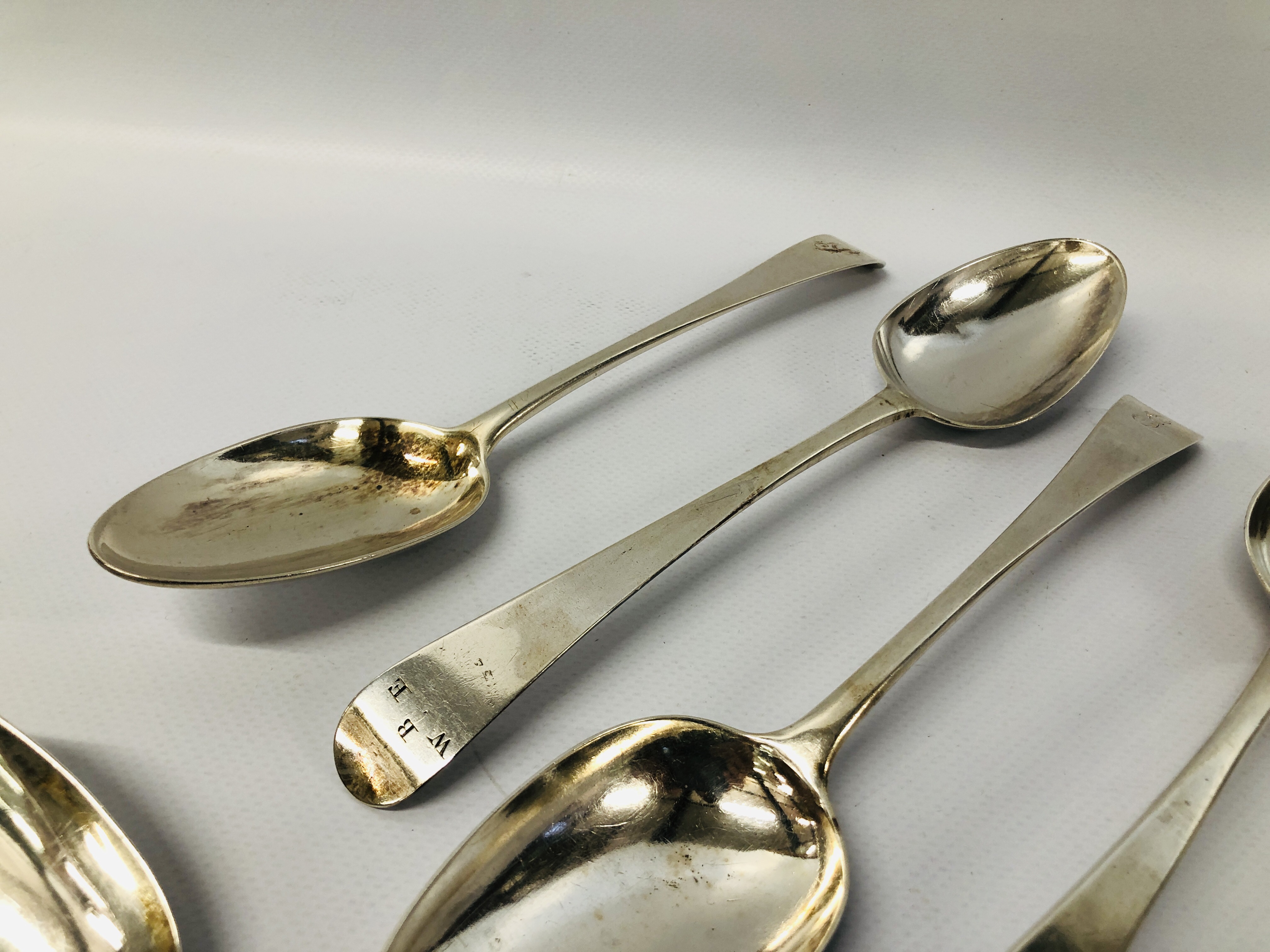 3 X PAIRS OF SILVER OLD ENGLISH PATTERN SERVING SPOONS, - Image 5 of 10