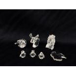 4 X SWAROVSKI CRYSTAL CABINET ORNAMENTS COMPRISING A LION, MOUSE,