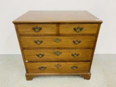 A GEORGE III FIVE DRAWER CHEST OF SMALL PROPORTIONS, WITH ALTERATIONS, WIDTH 78CM.