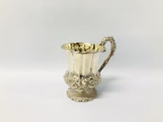 A GEORGE IV SILVER TANKARD OF CIRCULAR LOBBED FORM, DECORATED WITH ROSES, ON A SPREADING BASE,