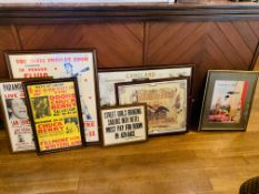 SEVEN VARIOUS FRAMED REPRODUCTION PRINTS TO INCLUDE THE DOORS, CHUCK BERRY, SAM COOK,