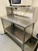 STAINLESS STEEL TWO TIER CATERING PREPARATION TABLE WITH UPSTAND SHELF ATTACHED - W 120CM.