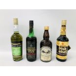 4 X BOTTLES OF ASSORTED ALCOHOL TO INCLUDE PHILLIPS OF BRISTOL PEPPERMINT CORDIAL 70CL,