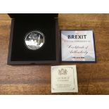 2016 BREXIT ONE OUNCE SILVER COMMEMORATIVE MEDALLION IN CASE WITH CDM CERT.