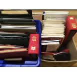 A CARTON OF STAMP COLLECTIONS IN ABOUT A DOZEN ALBUMS, ALSO FURTHER CARTON OF GB JOURNAL,