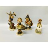 4 X GOEBEL FIGURES COMPRISING CHILDREN, ONE HAVING A BASKET, A CELLO PLAYER,