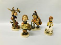 4 X GOEBEL FIGURES COMPRISING CHILDREN, ONE HAVING A BASKET, A CELLO PLAYER,