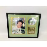 CLIFF RICHARD 100TH SINGLE FRAMED AND MOUNTED PHOTOGRAPH AND CD