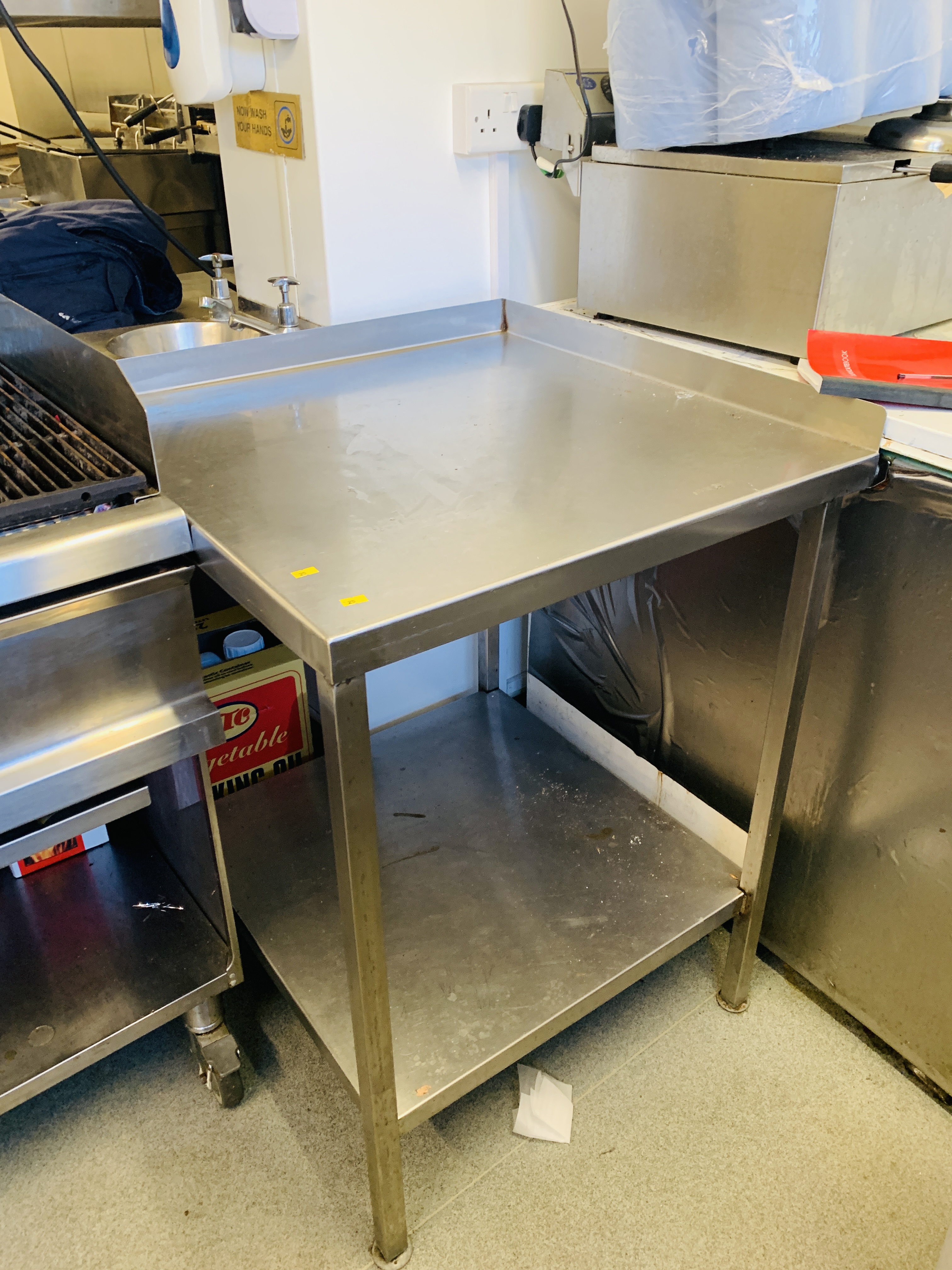 2 X STAINLESS STEEL TWO TIER CORNER CATERING PREPARATION TABLE - W 70CM. D 70CM. - Image 4 of 6