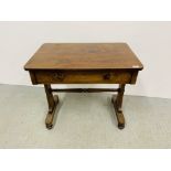 AN EARLY C19TH MAHOGANY SINGLE DRAWER STRETCHER TABLE, WIDTH 82CM.