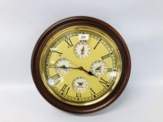 A MAHOGANY FINISH WORLD WALL CLOCK