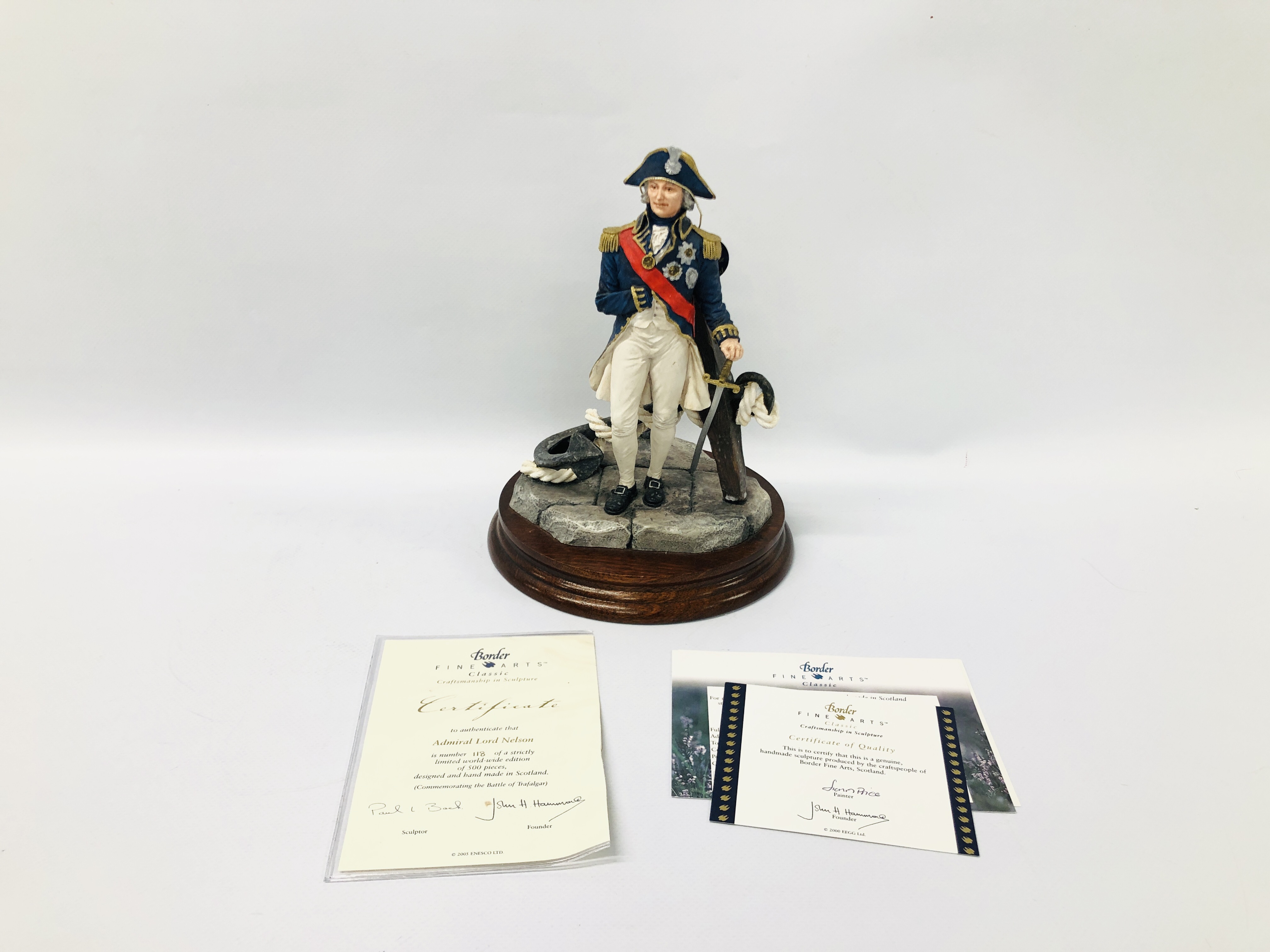 BORDER FINE ARTS LIMITED EDITION SCULPTURE 118 / 500 "ADMIRAL LORD NELSON" ALONG WITH ORIGINAL BOX