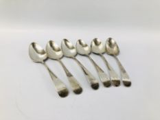 SET OF 6 SILVER OLD ENGLISH PATTERN TEASPOONS BY P.A.W.