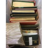 LARGE PLASTIC TUB STAMP COLLECTIONS IN 11 VOLUMES, RUSSIA, USED COMMONWEALTH IN CLUB BOOKS,