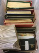 LARGE PLASTIC TUB STAMP COLLECTIONS IN 11 VOLUMES, RUSSIA, USED COMMONWEALTH IN CLUB BOOKS,