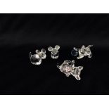 4 X SWAROVSKI CRYSTAL CABINET ORNAMENTS TO INCLUDE 2 PLAYING KITTENS AND BALLS ETC.