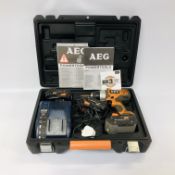 HEG CORDLESS 18 VOLT LITHIUM PRO DRILL WITH CHARGER, 3 BATTERIES AND HARD CARRY CASE - SOLD AS SEEN.