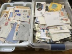 THREE CARTONS WITH VAST QUANTITY LOOSE STAMPS, COVERS, PACKETS ETC.