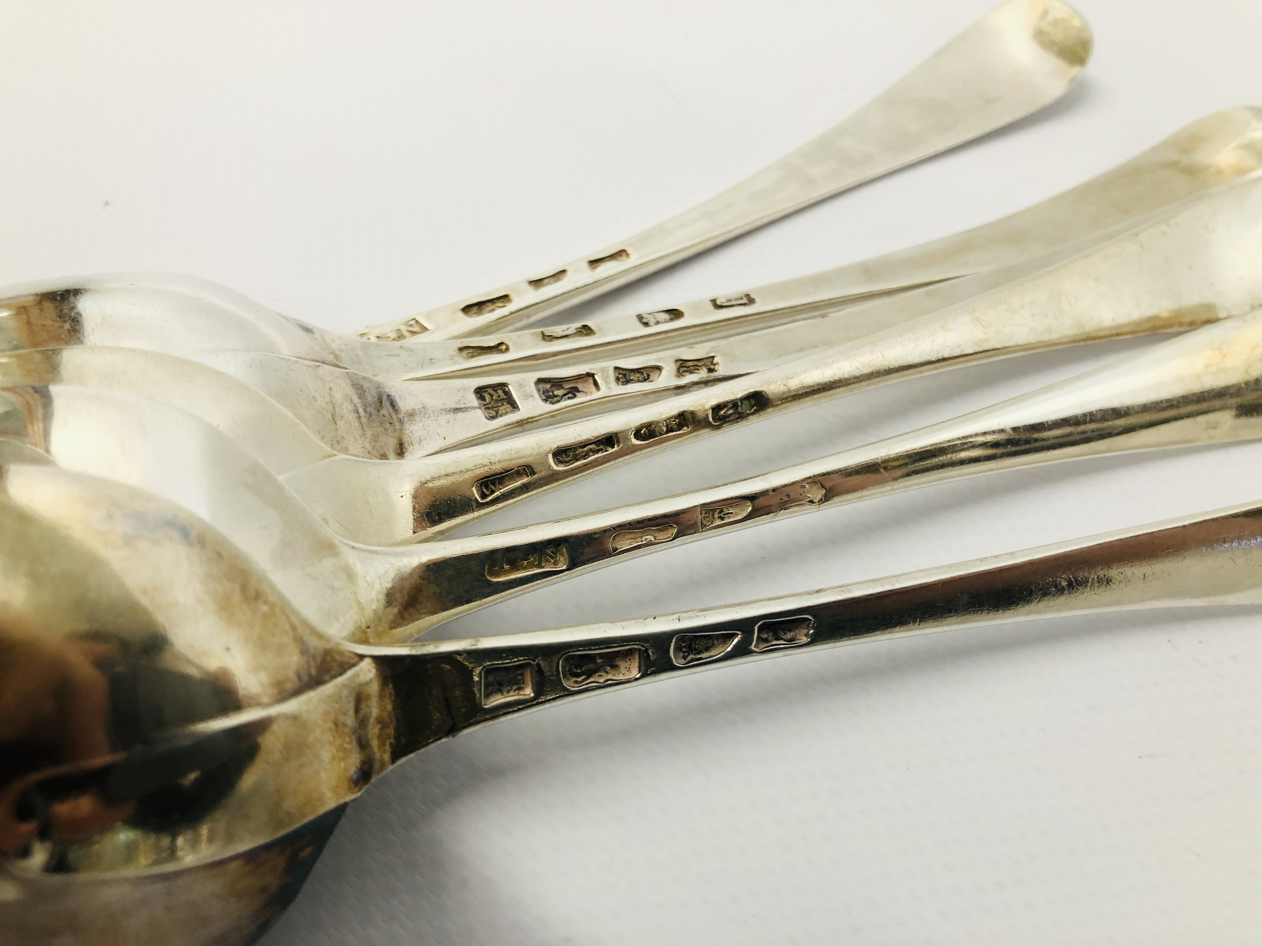 3 X PAIRS OF SILVER OLD ENGLISH PATTERN SERVING SPOONS, - Image 8 of 10