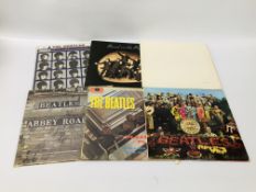 A COLLECTION OF 6 VARIOUS RECORDS OF THE BEATLES TO INCLUDE THE WHITE ALBUM, LONELY HEARTS,
