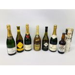 6 X BOTTLES OF ASSORTED WHITE WINE & CHAMPAGNE TO INCLUDE MOET & CHANDON + BOTTLE OF CAINS 2000 ALE