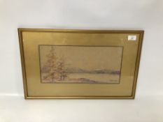 FRAMED WATERCOLOUR SCOTTISH HIGHLAND SCENE BEARING SIGNATURE B.